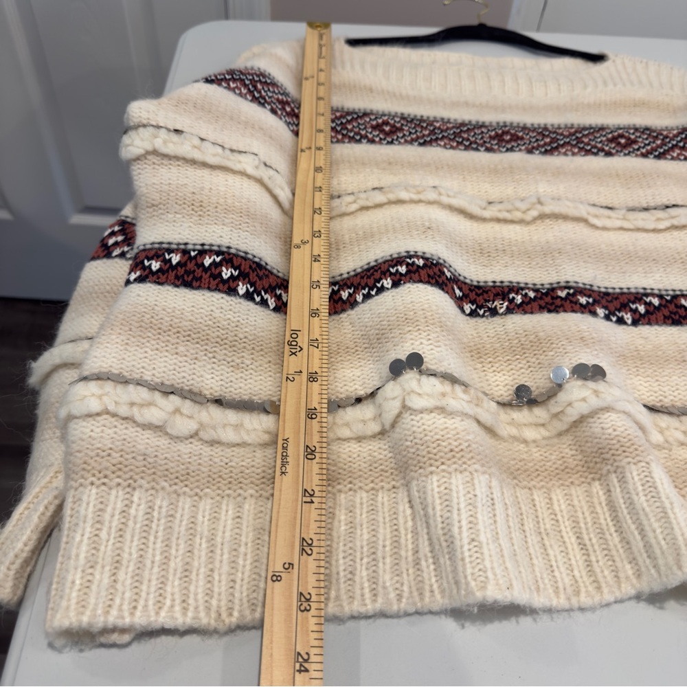 Mes Demoiselles Ejaz Ecru Wool Blend Sweater Cream Boho Designer Women Size S - Picture 11 of 14